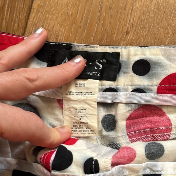 ABS by Allen Schwartz, miniskirt, polkadots, cotton, red, white and black size 8 - Picture 6 of 9